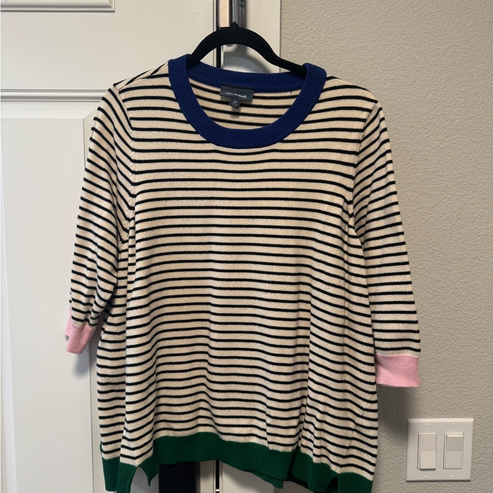 ModCloth striped  Shirt with Blue and Green Accents